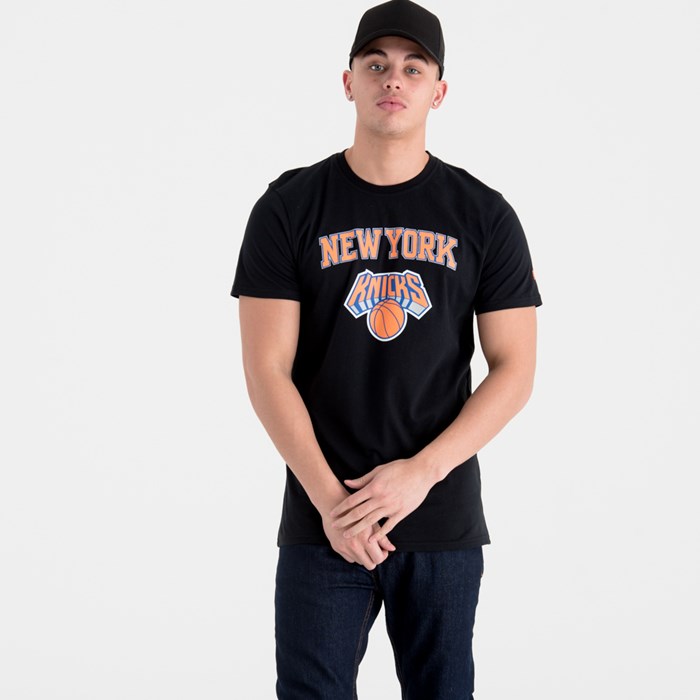 New York Knicks Team Logo Miesten T-paita Mustat - New Era Vaatteet Halpa hinta FI-934105